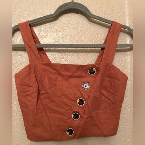 June & Hudson NWT Burnt Sienna colored Crop Top, Size Small